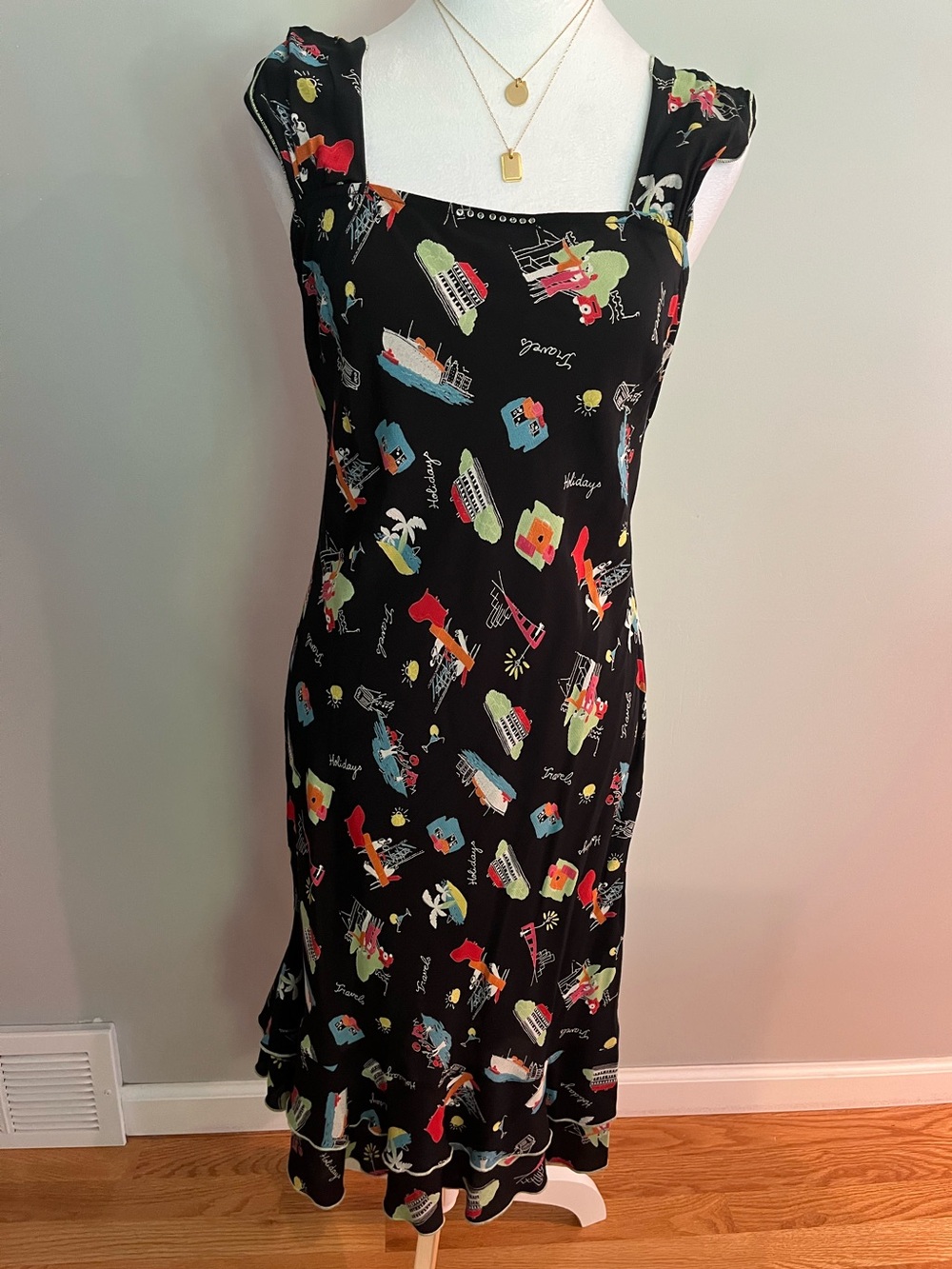 90s Vacation Midi Dress Twyla Blu With Matching Lightweight Cardigan Travel